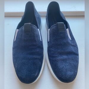 Men's Navy Suede Slip On Loafer Size 9 Preppy Old Money Nautical Coastal Beach